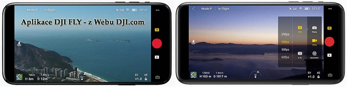 Два скріни програми DJI FLY - з сайту виробника...
