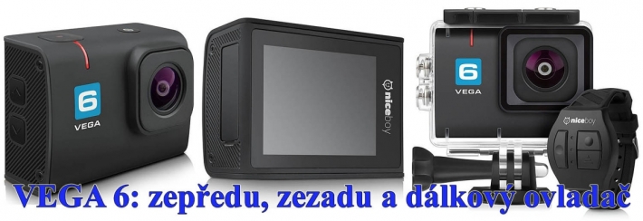 Niceboy VEGA 6 zepředu, zezadu a s dálkovým ovladačem