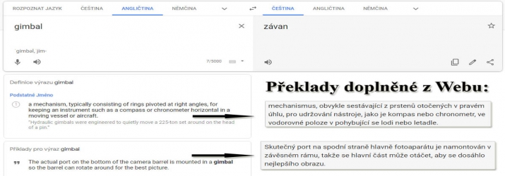 Překlad anglického výrazu GIMBAL z Webu Google...