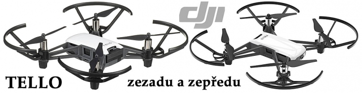 Dron DJI TELLO v názorných detailech zezadu a zepředu