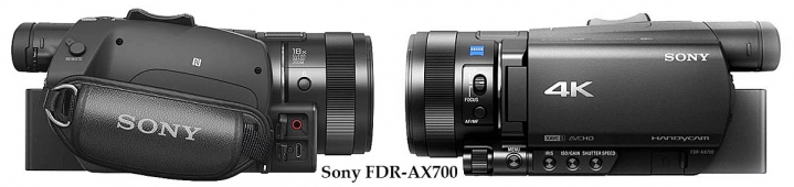 VIDEOKAMEA Sony FDR-AX700: detaily těla oou stran 