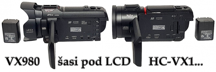 Panasonic HC-VX980 versus VX1 - Detaily šasi pod LCD